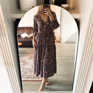 Madewell Challis Wrap Midi Dress in Woodland Floral